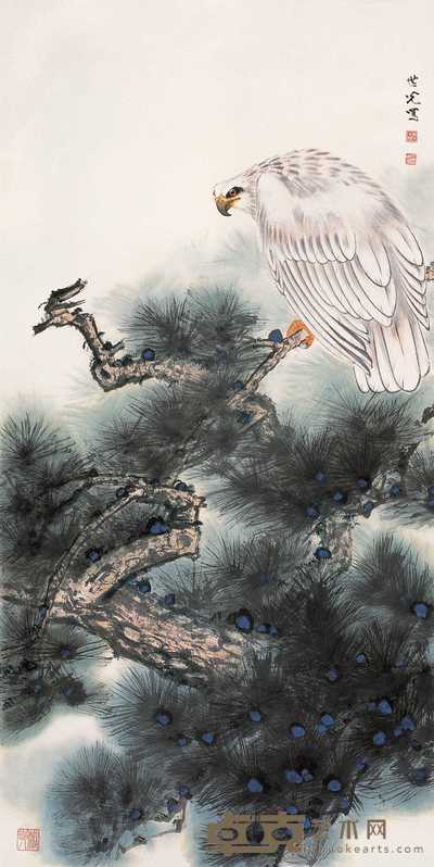 田世光  松鹰 镜心 133×67cm
